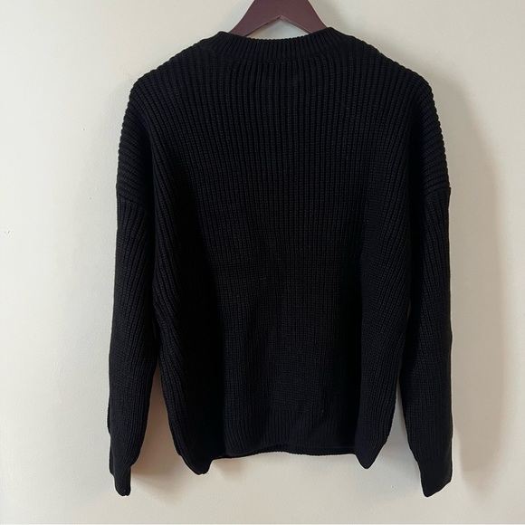 Koton Black Knit 1/4 Zip Neck Sweater Large Hoop Circle Pull NEW - Picture 7 of 16